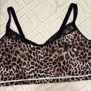 Ruby Ribbon Brown and Black Bra with Leopard Print and Thin Straps